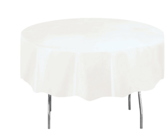 Way to Celebrate! Round White Plastic Tablecloth, 84in