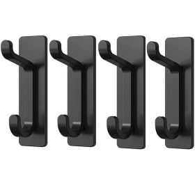 4Pcs Self Adhesive Hooks, Hanging up to 6KG, No-Nail Hook for Back of Door (Color: Black)